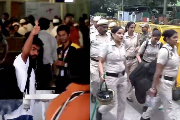 சிஜேபி போராட்டம்: மாணவர்கள் டெல்லிக்குள் நுழைவதை தடுக்க 23,000 போலீசார் குவிப்பு.. போட்டோஸ்!