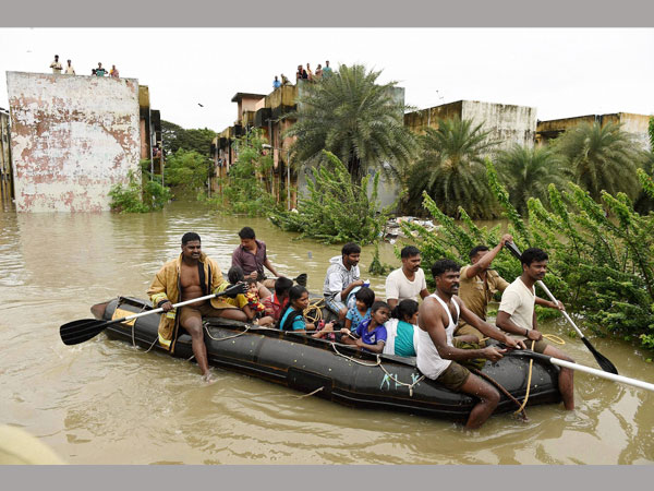 রাস্তায় চলছে নৌকা