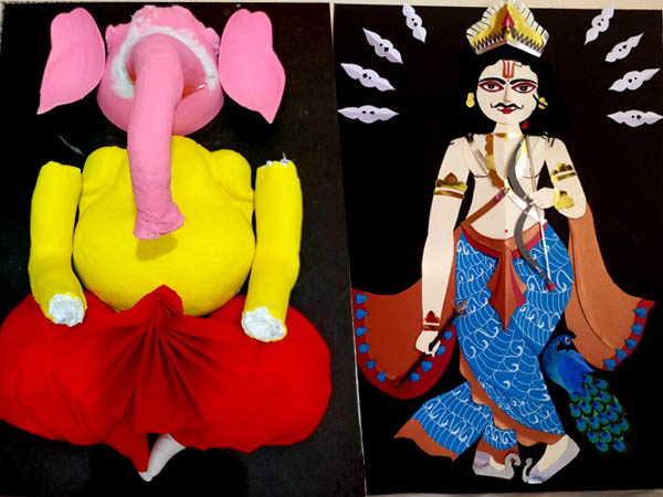 কাগজের কারিগরিতে প্রাণ পাচ্ছেন ঠাকুররা কাগজের কারিগরিতে প্রাণ পাচ্ছেন ঠাকুররা