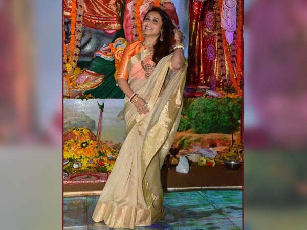 বাড়ির পুজোতে রানি মুখোপাধ্যায়