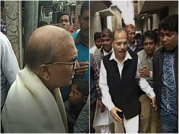 বাড়িতে প্রদীপ ভট্টাচার্য ও অধীর চৌধুরী বাড়িতে প্রদীপ ভট্টাচার্য ও অধীর চৌধুরী