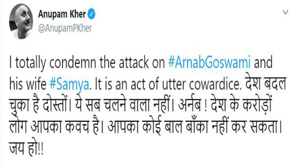 অর্ণবের মতের সঙ্গে মেলেনা, তবে .. , অর্ণব গোস্বামীর ওপর হামলায় গর্জে উঠলেন শাবানা, টুইট অনুপমের 