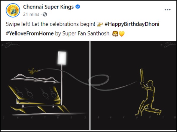 ছবিতে দেখুন, ফ্যানের আঁকায় ধোনিকে জন্মদিনের আগাম শুভেচ্ছা জানাল সিএসকে