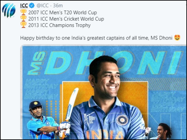 ধোনিকে শুভেচ্ছা আইসিসির ধোনিকে শুভেচ্ছা আইসিসির