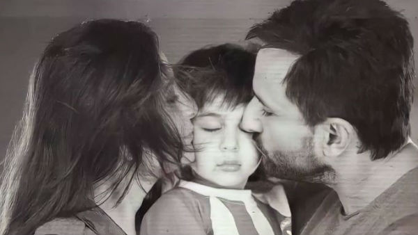 বাবা মাকে সঙ্গে নিয়ে খোসমেজাজে কেক কাটলেন তৈমুর