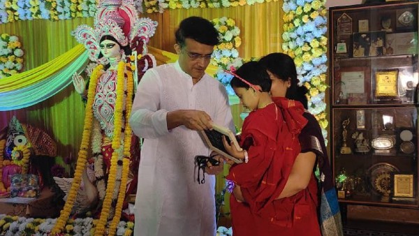 সরস্বতী পুজোয় চেনা মেজাজে সৌরভ, থাকবেন মোতেরাতেও
