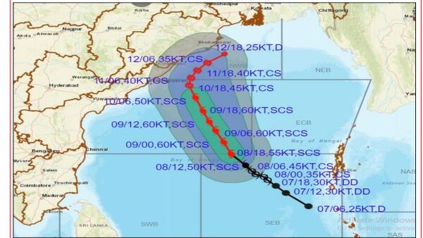 ভোররাতে ঘূর্ণিঝড়ের অবস্থান