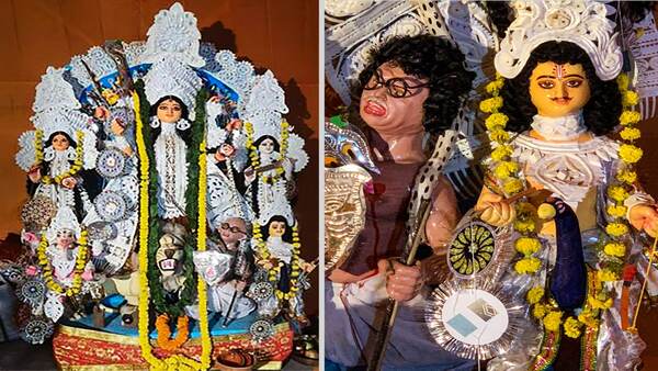 অসুরের জায়গায় গান্ধীর আদলে মূর্তি নিয়ে বিতর্ক