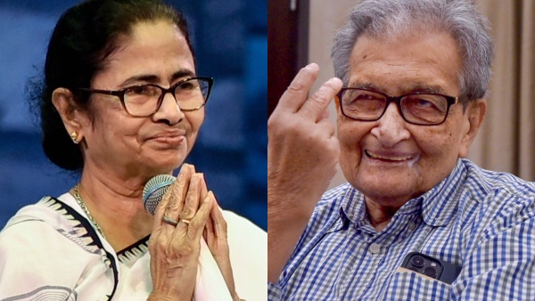 অমর্ত্য সেনের পাশে মমতা বন্দ্যোপাধ্যায়