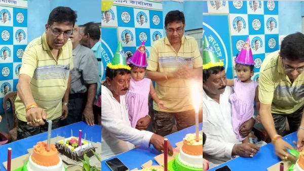 তৃণমূলের পার্টি অফিসে বিধায়কের জন্মদিন পালন পূর্বস্থলীর আইসি-র,