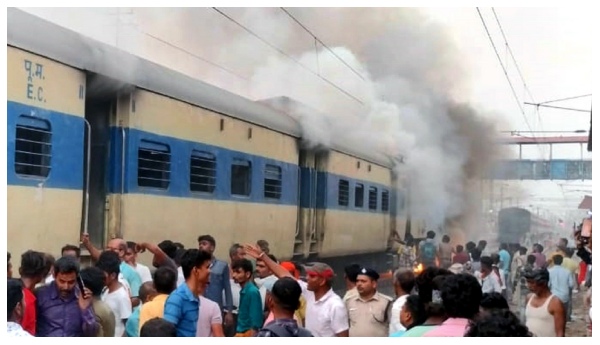 Fire Teesta Torsa Express Train Fire Teesta Torsa Express Train