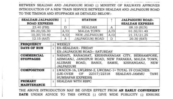 North Bengal New Train