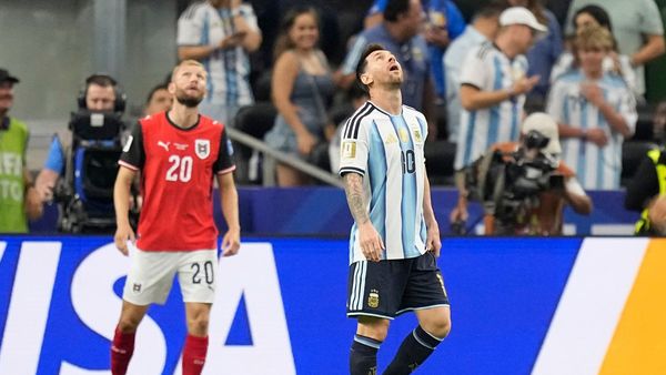 Lionel Messi celebrating his historic World Cup goal in Dallas Lionel Messi celebrating his historic World Cup goal in Dallas