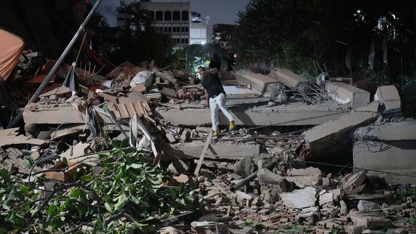 Emergency rescue operations in ruins of earthquake-hit Venezuela
