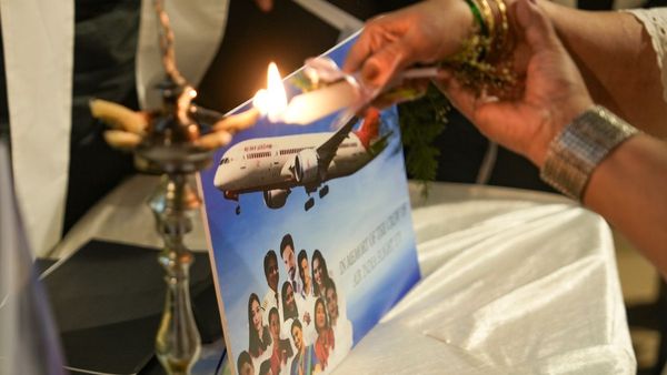 Aerial view of Air India AI171 crash investigation aftermath
