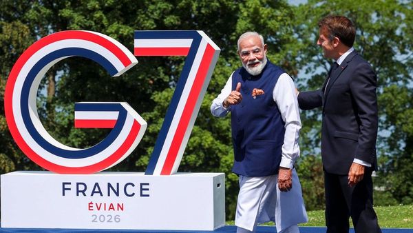 PM Modi addressing world leaders at G7 summit PM Modi addressing world leaders at G7 summit