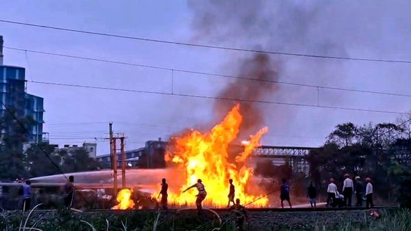 Firefighters combating massive blaze at industrial facility