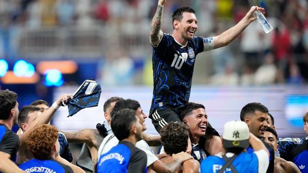 Lionel Messi celebrates Argentina reaching the 2026 World Cup final Lionel Messi celebrates Argentina reaching the 2026 World Cup final