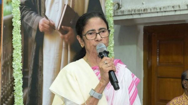 Mamata Banerjee delivering a live political television address