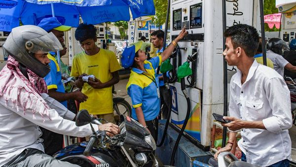 Nayara Energy fuel station price reduction sign