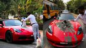Porsche car: ಪೋರ್ಷೆ ಕಾರಿನ ಬಾನೆಟ್ ಮೇಲೆ ಸಿಮೆಂಟ್ ಬೆರೆಸಿ ಬೆಂಗಳೂರಿನ ರಸ್ತೆ ಗುಂಡಿ ಮುಚ್ಚಿದ ಉದ್ಯಮಿ; ವಿಡಿಯೋ ವೈರಲ್
