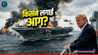 USS Gerald Fire Incident: अमेरिकी नौसैनिकों ने फूंक डाला वॉरशिप? जंग से बचने की तरकीब या हादसा?- Video