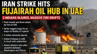 Three Indians Injured as Iran Attack Triggers Blaze at Fujairah Oil Facility in UAE Three Indians Injured as Iran Attack Triggers Blaze at Fujairah Oil Facility in UAE