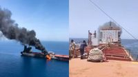 அமெரிக்க தாக்குதலால் பற்றி எரிந்த கப்பல்! நடுக்கடலில் தவித்த இந்தியர்கள் பத்திரமாக மீட்பு..திக் திக் பின்னணி