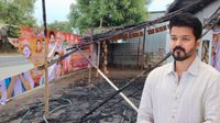విజయ్ పార్టీ ఆఫీసుకు నిప్పుపెట్టిన దుండగులు.. సీసీ టీవీ ఫుటేజ్