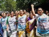 Women Trinamool supporters protest outside CBI office
