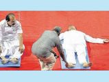 Railway Minister Suresh Prabhu falls asleep while performing Yoga 