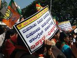 Mahadayi row: BJP agitates outside KPCC office, Congress stages counter-protest