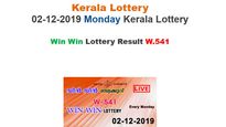 Kerala State Lottery Today Result: Win Win W-541 official result
