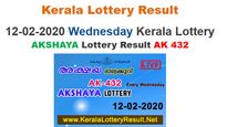 Kerala Lottery Akshaya AK-432 today lottery result LIVE