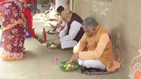 Amit Shah, among other BJP leaders have lunch in a farmer's house