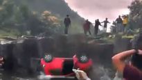 Caught On Cam: Car Plunges Into Waterfall In MP, Family Saved
