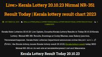 Kerala Lottery Results: Check Winning Numbers For Nirmal (NR-351) For 20.10.23