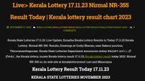Kerala Lottery Results For Nov 17: Winning Numbers For 'Nirmal NR 355