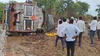 Truck Overturns During Road Inspection In Maharashtra, Narrow Escape for Engineer and Locals | Viral Video