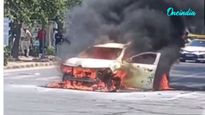Moving Car Bursts Into Flames On Delhi’s Mehrauli-Badarpur Road Amid Severe Heatwave, Watch