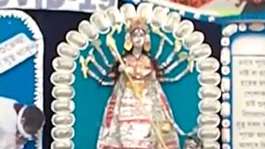 ওষুধ দিয়েই তৈরি আস্ত দুর্গা! করোনাকালে নজর কাড়ছে মু্র্শিদাবাদের এই পূজা মণ্ডপ