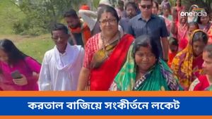 গলায় গাঁদার মালা, বলাগড়ে হরিনাম সংকীর্তনে মাতলেন বিজেপি প্রার্থী লকেট