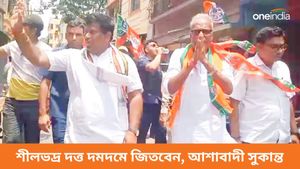 দমদমে শেষ দিনের প্রচারে ঝড় তুললেন শীলভদ্র দত্ত, পাশে থাকলেন সুকান্ত মজুমদার 