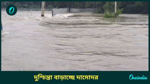 দামোদরের জলে ভাসছে রাজ্য সড়ক, চিন্তা বাড়িয়ে খুলল দুর্গাপুর ব্যারাজ