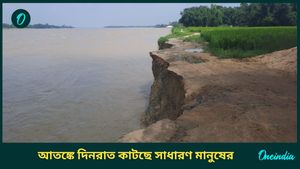 বাঁকুড়ায় প্রবল ভাঙন দামোদরে, চাষের জমি চলে যাওয়ার আতঙ্ক মানুষের