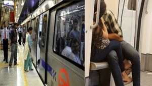 Delhi metro में  अब लड़के-लड़की ने किया जोरदार KISS, VIDEO के साथ दिल्‍ली मेट्रो का रिस्‍पॉन्‍स हुआ वायरल 