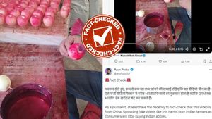 Fact Check: सोशल मीडिया पर वायरल हो रहा सेबों को रंगने का वीडियो, क्या है इसकी सच्चाई?