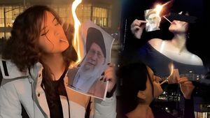 Iran Protest: ईरानी लड़कियों ने खास अंदाज में किया मुल्ला शासन का विरोध, खामेनेई की फोटो से सुलगाई सिगरेट