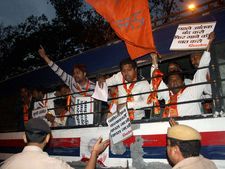 Shiv Sena activists protest over controversial Facebook post