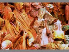 Widows play Holi at Gopinath temple in Varanasi